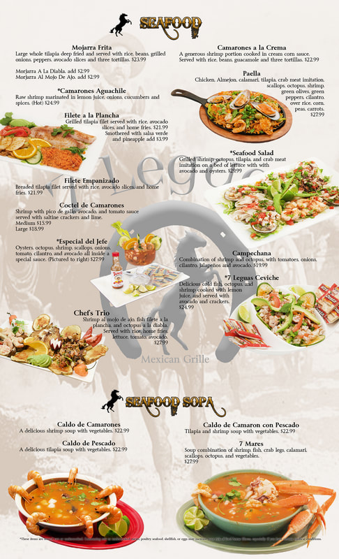 7 Leguas Menu Page 7 - House Specialties and Molcajetes
